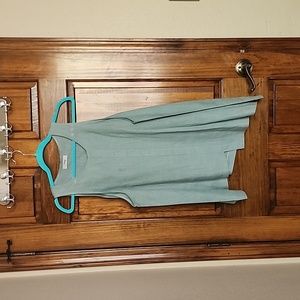 Visible Art 100% Linen Tank Top with Asymmetric front - Dusty Turquoise